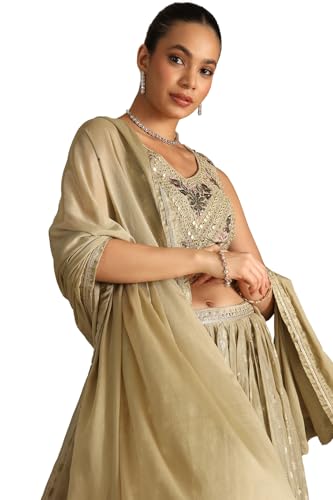Soch Women's Viscose Blend Lehenga Choli (OWS5CD21816_Beige_XL)