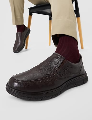 Lee Cooper Men's LC9063E Leather Oxford Formal Shoes | Lightweight | Comfortable & Stylish Soft Cushioned Insole for Office, Business & Parties_LC9063E_Brown_43EU / 9UK