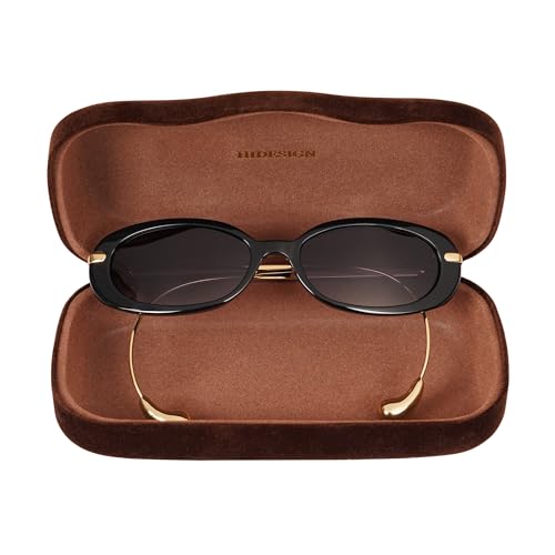 HIDESIGN Elara Retro Oval Sunglass - Black Acetate