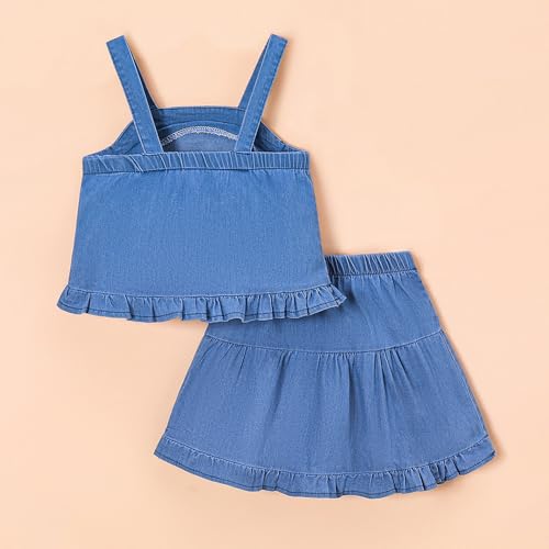 Hoscotch Girls Embellished Blue Sleeveless Skirt Set For Ages (4-5 Years)
