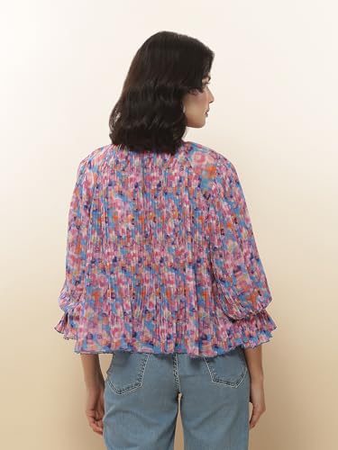 Label RITU KUMAR Blue Abstract Print Top