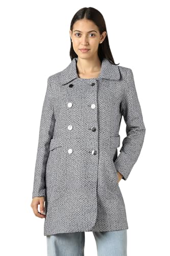 Women Navy Textured Casual Jacket