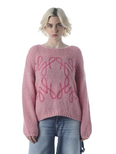 ONLY Women's Embroidery Regular Fit Pink Sweater