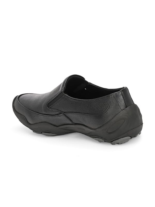 HITZ Black Leather Casual Shoes for Men's