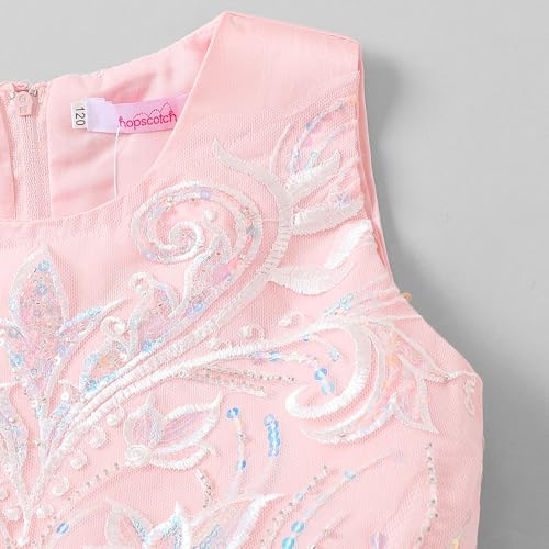 Hopscotch Girls Floral Embroidered Party Dress in Pink Color for Age (5-6 Years)
