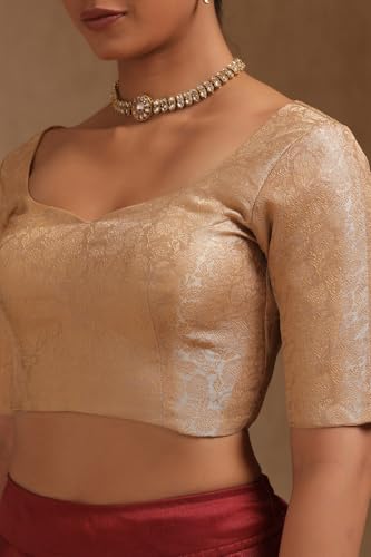 Soch Womens Gold Tussar Floral Print Padded Blouse