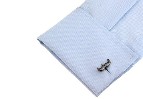 Topen Gun Metal Mustache Brass Cufflinks For Mens Black