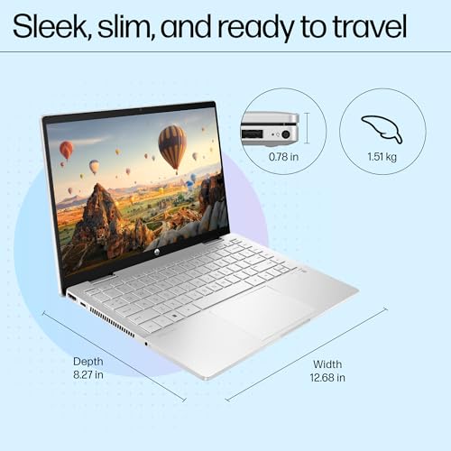 HP Pavilion x360, 13th Gen Intel Core i5-1335U Laptop (16GB DDR4, 512GB SSD) Touchscreen, 14"/35.6cm, FHD, Win 11, Office 21, Silver, 1.51kg, Iris Xe, FPR, 5MP Camera, Backlit KB, Pen, ek1074TU