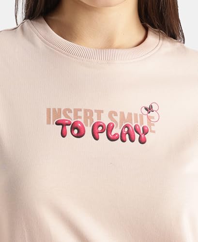 Jockey D200 Women's Disney Collection Super Combed Cotton Rich Oversized Fit Printed T-Shirt_Cameo Rose_S