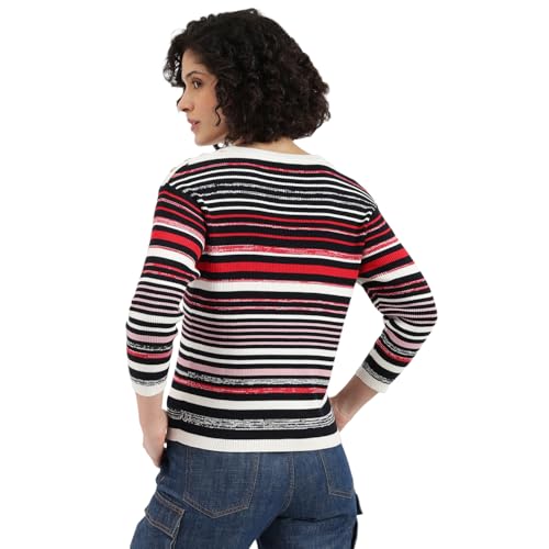 United Colors of Benetton Round Neck Striped Sweater -25A1099W3R68I902 (Size : M) Multicolour