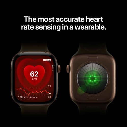 Apple Watch Series 12 GPS + Cellular 46mm Smartwatch | Radiant Gold Titanium Case, Burgundy Sport Band - S/M. Health + Fitness + Sleep Tracking, Heart Rate, Safety