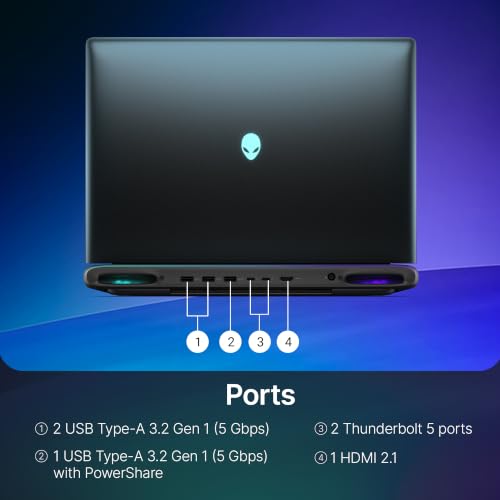 Alienware Dell Area 51 Gaming Laptop, AI Powered Intel Core U9-290HX Plus Processor, NVIDIA GeForce RTX 5070 12GB, 32GB RAM, 1TB SSD, 16" WQXGA OLED 240Hz, AlienFX RGB Lighting Keyboard, 3.4kg
