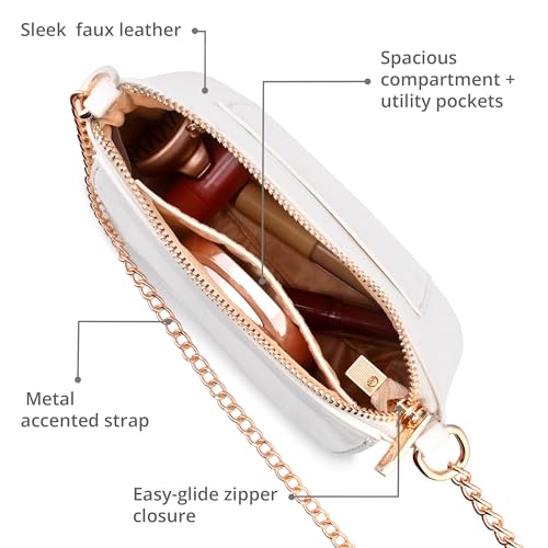 Fastrack MiniBae Sling | Faux-Leather Women’s Handbag | Silver Hardware & Spacious Main Compartment (white)