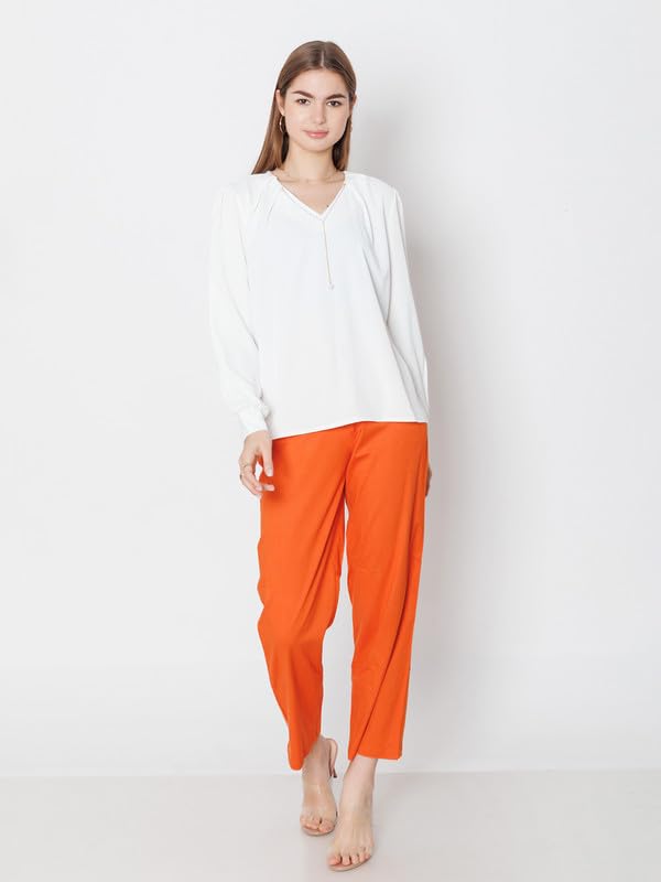 Zink London Women's Rust Solid Straight Fit Trouser