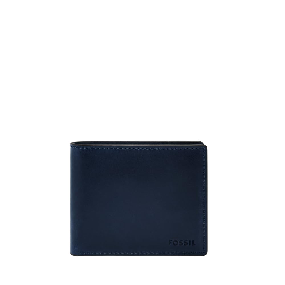Fossil Mens Leather Derrick Blue Wallet ML3687545