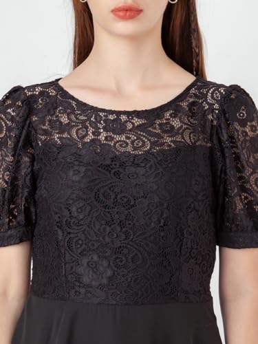 Zink London Women's Black Solid Flared Short Dress