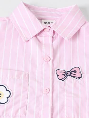 Max Girls Striped Regular Fit Shirt (Pink_6-8 Y)