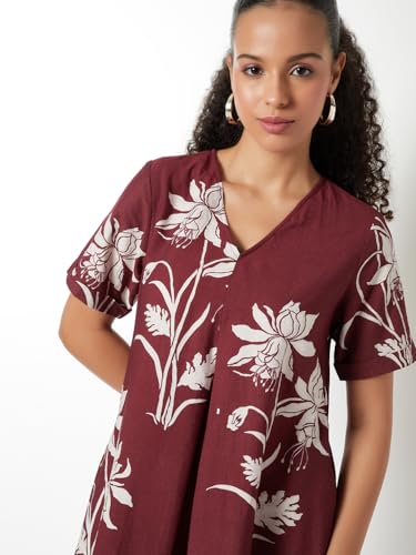 Max Women's Polyester A-Line Below The Knee Dress (NC510003_Maroon