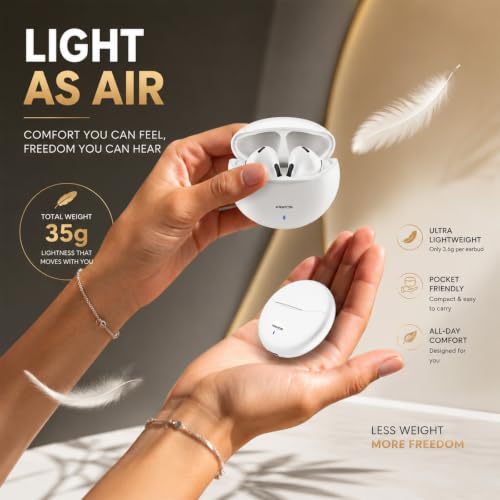 Kratos TW02 Ear Buds Wireless with 60H Playtime, Noise Isolation & Clear Calls, Bluetooth Earbuds with Voice Assistant, Ear Buds with Bluetooth V 5.3 & with Type C Fast Charging, IPX5 TWS Earphones