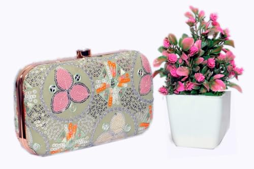Amerie Fashions Women's & Girls Light Green Floral Box Clutches…