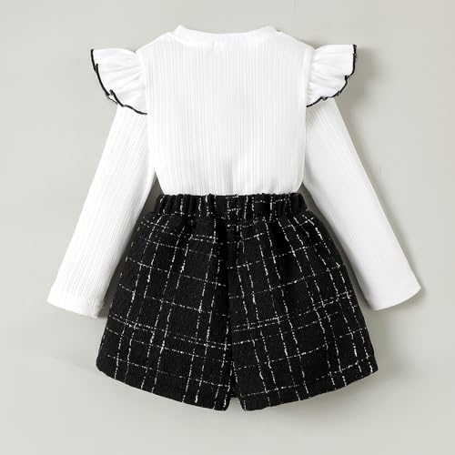 Hopscotch Girls Full Sleeves Black 2-Pc Bow Applique Blouse & Shorts For Ages (5-6 Years)