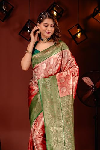 MIMOSA Women's Woven Design Kanjivaram Style Art Silk Saree With Blouse Piece : Sa00001783Mrfree,Maroon