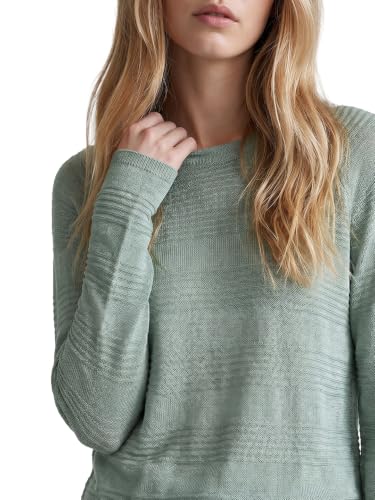 ONLY Women's Striped Regular Fit Green Sweater