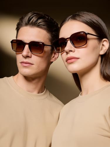 IRUS Men Square sunglasses | 100% UV protection and polarized | Small Size | Brown Polarized Tri Acetate Cellulose lens