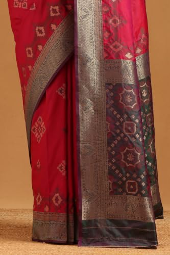 Soch Womens Wine Silk Blend Ethnic Motifs Zari Woven Saree