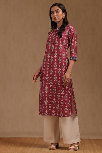 Soch Womens Onion Pink Rayon Bandhani Print Kurta