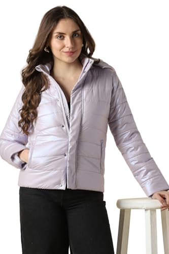 Women Lilac Solid Casual Jacket