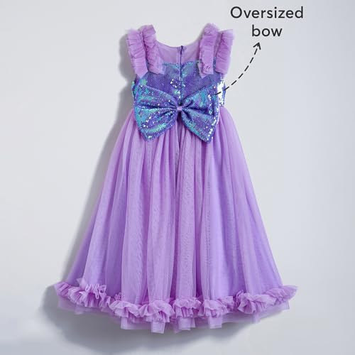 Hopscotch Girls Purple Sleeveless Ruffled Sequined Gown for Age (2-3 Years)
