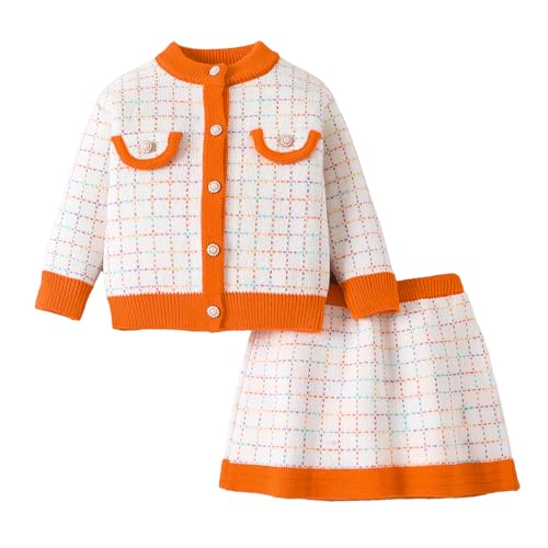 Hopscotch Girls White Full Sleeves 2-Pc Checkered Skirt Set For Age (18-24 Months)