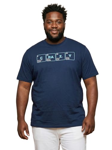 Bigbanana Men Plus Printed Navy Blue Round Neck Tshirt (Upbeat,Navy Blue,5XL)