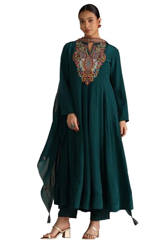 Soch Women's Viscose Crepe Salwar Suit (EWS5CD21754_Teal