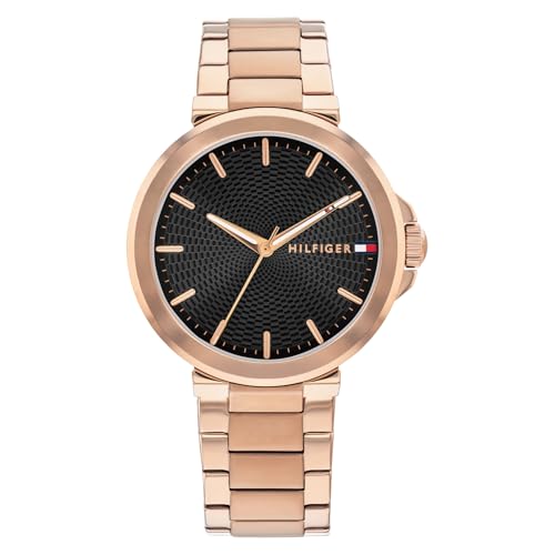 Tommy Hilfiger Lori Quartz Analog with Black Dial Gold Stainless Steel Strap Watch for Women - TH1782780