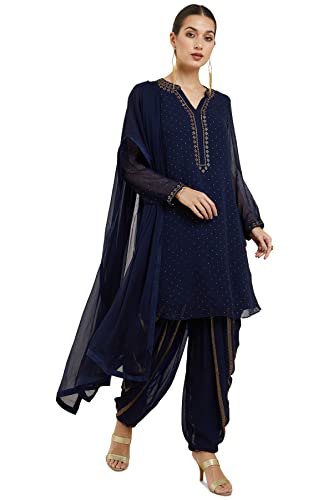 Soch Women Embellished Dark Blue Georgette Suit Set