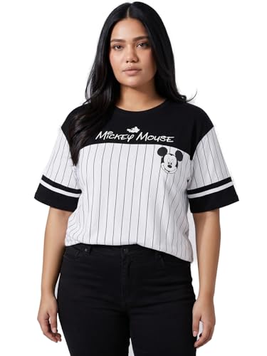Max URB_N Women Mickey Mouse Oversized T-Shirt (White_L)