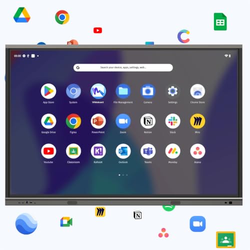 BIG VUE Pluss 55 Inch Android 14 Interactive Television, All-in-1 Digital Panel Board with Stand, 8 GB RAM 128 GB ROM, Ai Enabled, Multitouch Screen Display for Teaching, Classroom & Office Use