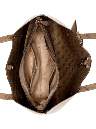 GUESS Latte Logo Printed Brenton Tote Bag