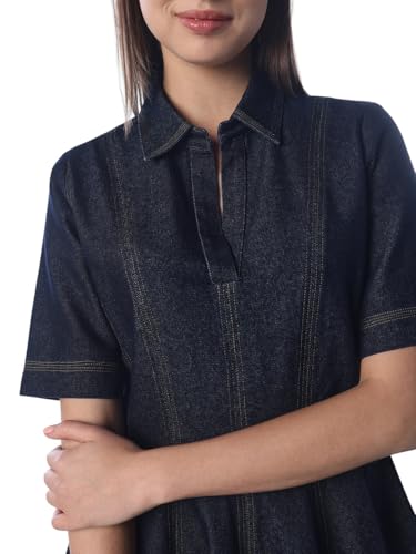 ONLY Women's Solid Fit and Flare Blue Dress