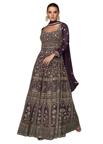 STEP N SHOP.COM Designer Anarkali Dress with Dupatta 2951 (in, Alpha, L, wine1)