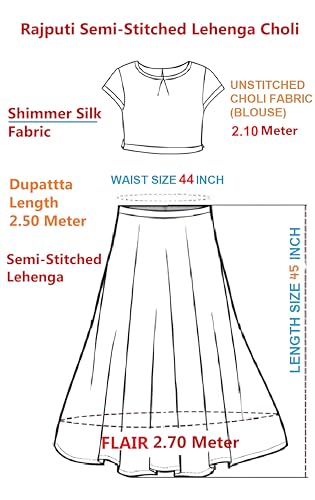 SHYAMLATA Designer Wedding & Party Lehenga Set with Hand Embroidery and Sequins (Rama)