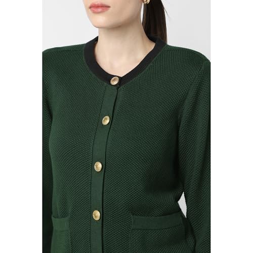 Van Heusen Women's Cotton Blend Crew Neck Sweater (VWSWURGF889228_Green