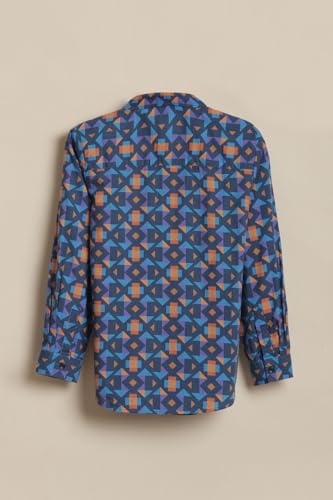 Boys Blue Print Casual Shirt
