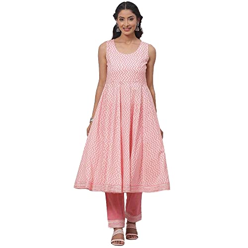 BIBA WOMEN PRINTED NARROW SALWAR KURTA DUPATTA(SKDBANDHAN7871_POWDER BLUE_42)