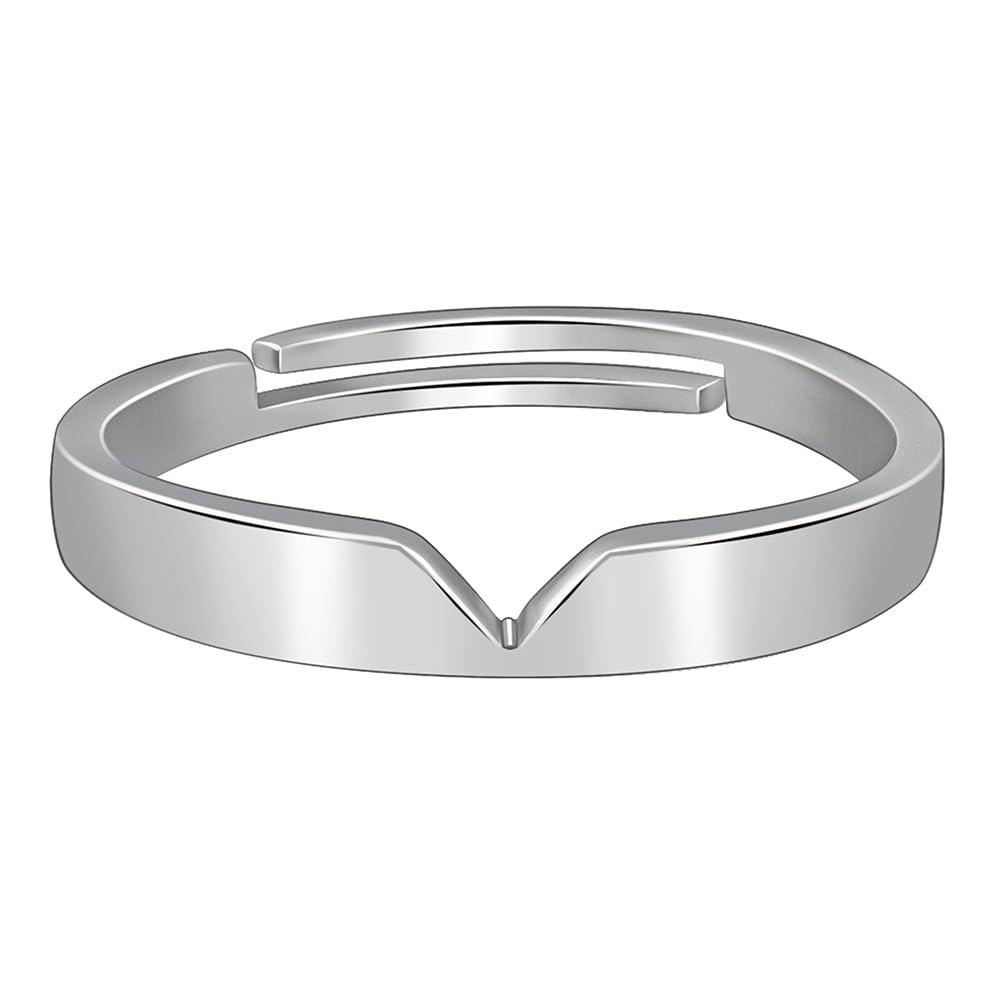 GIVA 925 Silver Classic V Ring For Him - 20, Adjustable | Gifts for Men and Boys| With Certificate of Authenticity and 925 Stamp | 6 Months Warranty