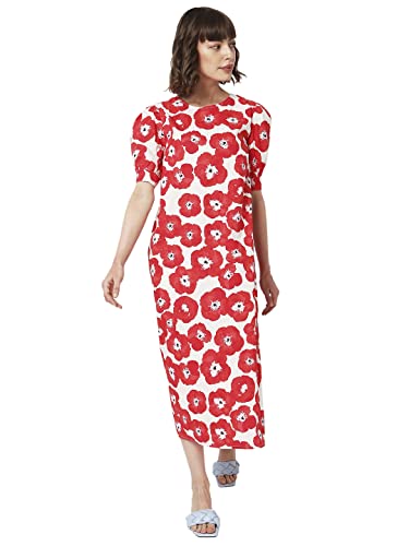 Vero Moda Women's Cotton Shift Midi Dress (10297151-Poppy Red_Poppy M)