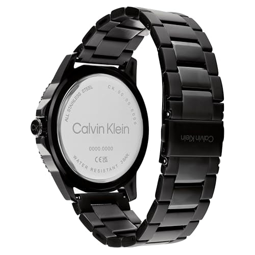 Calvin Klein Aqueous Qtz Basic Calendar Black Round Dial Men's Watch|Stainless Steel Material|Multi Color Band - 25200382