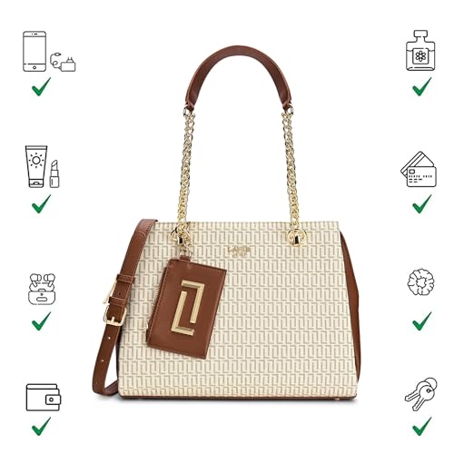 Lavie Luxe Women's Monogram Ashley Satchel Bag | Satchel Handbag For Work | Ladies Purse | Stylish Shoulder Bag | Gift For Women